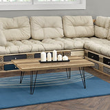 [en.casa] Table Basse Moderne Plateau MDF Pieds de Table en Épingle à Cheveux 100cm x 65cm x 35cm Bois