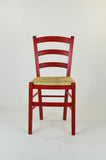 Tommychairs - Set 2 chaises Venezia pour la Cuisine, Bar et la Salle à Manger avec Structure en Bois Coleur Aniline Rouge et Assise en Paille