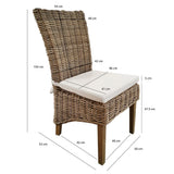 Meubletmoi Lot de 2 Chaises tressées en kubu Naturel de Salle à Manger - Style Osier rotin Exotique Classique Chic - Bora-Bora