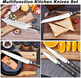 Emojoy Couteau de Cuisines, Set Couteaux Acier Inoxydable Allemand 7 Pieces, Bloc de Couteaux avec Couteau de Chef, Bloc en Bois, Lot de Couteaux Cuisine Professionnelle