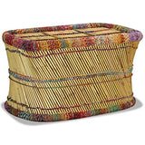 Tidyard Table Basse de Salon | Table d'appoint | Table Basse Bambou avec Tissés Chindi Multicolore 78 x 50 x 45 cm