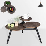 Aingoo Petite Table Basse avec 3 Dessus de Style Industriel Tables Gigognes Tables D'appoint en MDF avec Pieds en Métal, Marron