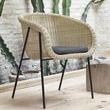 Tousmesmeubles Distributeur Teulat - Fauteuil Rotin Pieds Noirs + Coussin - Sego - L 61 x l 54 x H 81 - Neuf