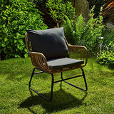 IDIMEX Chaise de Salle à Manger Albedo Imitation rotin, Fauteuil d'intérieur ou d'extérieur pour Jardin en polyrattan résistant aux UV et Acier Anti-Rouille laqué Noir, avec 2 Coussins Gris