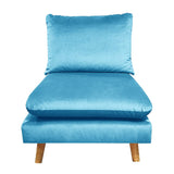 Meubletmoi Module Chauffeuse pour Canapé Composable et Modulable en Velours Bleu - Lassie