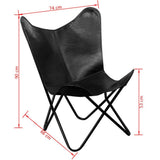 VidaXL Chaise de Relaxation en Cuir véritable avec Papillons Noir