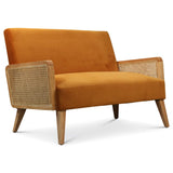 Déco en Ligne - Petit canapé Velours Orange cannage