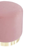 Suhu Pouf Tabouret Velours Coiffeuse Repose Pied Rond de Salon Design Chaise Moderne Siège Vintage Deco Bas en Métal Gold Rose