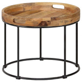 Festnight Table Gigogne Bois et Métal Table Basse Industriel Table d'appoin pour Salon Table de Chevet en Bois Massif Marron et Noir 50 x 40 cm