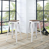 Modway Promenade Barre de bistrot Moderne en Aluminium avec siège en Bambou Blanc