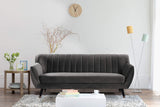 Mobilier Déco. Canapé 3 Places Velours Gris Louise