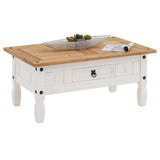 IDIMEX Table Basse de Salon Campo rectangulaire en Bois Style Mexicain avec 1 tiroir, en pin Massif lasuré Blanc et Brun