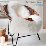 Faux Peau de Mouton en Laine Tapis 60 x 90 cm Imitation Toison Moquette Fluffy Soft Longhair Décoratif Coussin de Chaise Canapé Natte (Blanc, 60 x 90 cm)