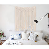 Aparty4u Grande Faite à la Main macramé tentures murales 114,3 x 99,1 cm, Uniformément tissé Tenture Murale Banderole Corde en Coton Frange Boho de Mariage Toile de Fond Décorations Home Art Décor