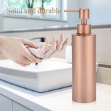 Fdit Distributeur de Savon en Acier Inoxydable Cuisine Salle de Bains Comptoir Pompe à Main Liquide Bouteille Rose Gold(350ML)