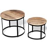 Festnight Lot de 2 Table Basse gigognes Bois Massif Rond Design et Modernes