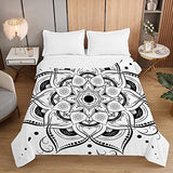 Chickwin Couvre Lit Matelassée Imprimé de Mandala Dessus de Lit Doux Couverture de lit Microfiber Couvre-lit Réversible Printemps Été Jeté de Lit (200x230cm,Gris)