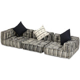vidaXL Canapé Modulable à 3 places Tissu Rayure Canapé Convertible Salon
