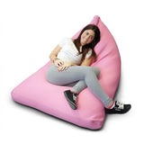 Beanbag Pouf Lounge Triangle Cuir synthétique XL 160 x 120 cm Beige