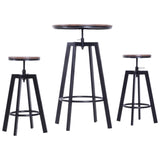 Homcom Ensemble Table de Bar Design Industriel + 2 tabourets Hauteur réglable MDF Coloris Bois Noyer Acier Noir
