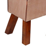 Festnight Banc Cuir Véritable Tabouret de Style Vintage Marron et Beige 120 x 30 x 45 cm
