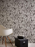 Papier peint perroquet noir & blanc 372105 | Papier peint noir et blanc 37210-5 | Papier peint jungle intissé vinyle | Papier peint salon & chambre