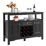 GOPLUS Buffet de Cuisine avec Porte-Bouteille Amovible pour 12 Bouteilles, Tiroir, 2 Placards, pour Cuisine et Salon, 116 x 40 x 82 CM, Noir