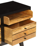 Festnight- Meuble TV en Bois Massif TV Cabinet Meuble de télévision avec 3 tiroir 120 x 30 x 50 cm Noir et Marron