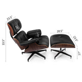 Ukiki Chaise Longue Ottomane Au Milieu du Siècle Moderne Design Classique Chaise Longue en Placage de Noyer Contreplaqué Moulé Fauteuil de Salon en Cuir PU Repose Pieds Ottoman
