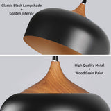 tomons Suspensions Vintage, Plafonniers Retro Industrielle, E27 Luminaires éclairage intérieur, pour Cuisine Salon Salle à Manger Chambre - Noir