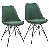 Duhome Chaise Salle à Manger Lot de 2 en Tissu Velours Vert sélection de Couleur Design Retro Chaise scandinave avec Pieds en métal 518MJ