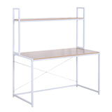 WOLTU TSB09hei Bureau d'ordinateur table de bureau à domicile station de travail en bois et acier,environ 120x60x140cm,Chêne clair+Blanc