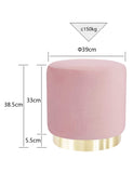 Suhu Pouf Tabouret Velours Coiffeuse Repose Pied Rond de Salon Design Chaise Moderne Siège Vintage Deco Bas en Métal Gold Rose