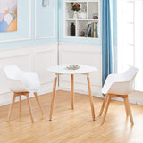 H.J WeDoo Lot de 2 Chaise Salle à Manger, Fauteuils Scandinave de Chaise latérale Design rétro avec Jambe de Bois de hêtre Massif - Blanc