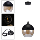 Lightsjoy Lustre Suspension Industrielle en Verre Moderne Mode Créatif Luminaire Intérieur pour Cuisine Salle à Manger Chambre Salon Bar Couloir Abat jour Couleur Noir et Ambre E27 (Sans Ampoule)