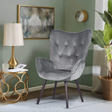 Furnish 1 Chaise de détente Mode avec Tissu Gris et Utilisation dans Le Salon Velours Gris