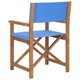 vidaXL Chaise de Metteur en Scène Chaise de Camping Chaise d'Extérieur Chaise de Jardin Chaise de Directeur Plage Bleu Bois de Teck Solide