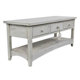 Meuble Console Bois Cerusé Blanc 3 Tiroirs 110x38x45cm - Décorations d'Autrefois