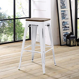 Modway Promenade Barre de bistrot Moderne en Aluminium avec siège en Bambou Blanc