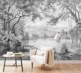 MUNXIN WALLPAPER Papier Peint Panoramique 3D Forêt En Noir Et Blanc Jungle Peinte À La Main Moderne Papier Peint 3D Intissé Décoration Murale