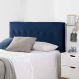 marcKonfort Tête de lit tapissée Napoles 140X100 cm Bleu, pour Couchage de 140, Velours, Pieds en Bois, quaincaillerie Incluse.