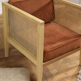 MACABANE ALBANE - Fauteuil cannage Assise Amovible Velours Orange