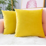 Coussin Canapé en Velours Décoration Chambre Taie d'oreiller Sofa Salon 45 x 45 cm 18"x18" (2 pièces Jaune)
