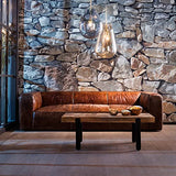 Kare Cubetto Canapé, Bois partiel, MDF, Cuir Marron, 3- Sitzer