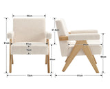 Wahson Fauteuil de Salon en Lin en Bois Massif Fauteuil Salon Confortable avec Accoudoirs Fauteuil pour Chambre/Salon, Beige