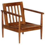 vidaXL Fauteuil Cuir Véritable avec Bois d'Acacia Marron Salle de Séjour Salon
