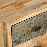 Festnight Bureau Vintage en Bois de Teck de Récupération Massif avec Tiroir 110 x 50 x 76 cm