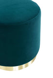 Suhu Pouf Tabouret Velours Coiffeuse Repose Pied Rond de Salon Design Chaise Moderne Siège Vintage Deco Bas en Métal Gold Vert