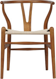 Tomile Hans Wegner Chaise de salle à manger moderne en bois, en forme de Y, avec siège et accoudoirs en chanvre massif, pour salle à manger et salon, couleur bois d'ash, couleur noyer