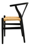 JARDIN DECO Chaise en Bouleau laqué Noir et Papier cordé